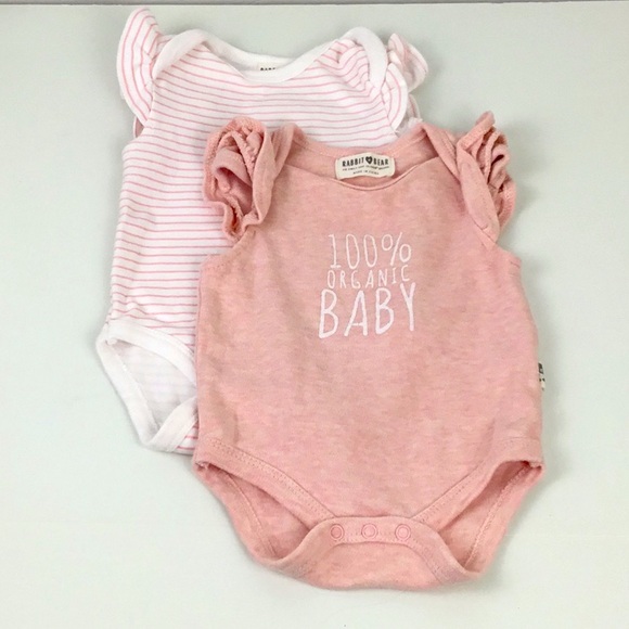 Rabbit + Bear Organic Other - RABBIT + Bear Organic Cotton Bodysuits (0-3 months) Lot of 2